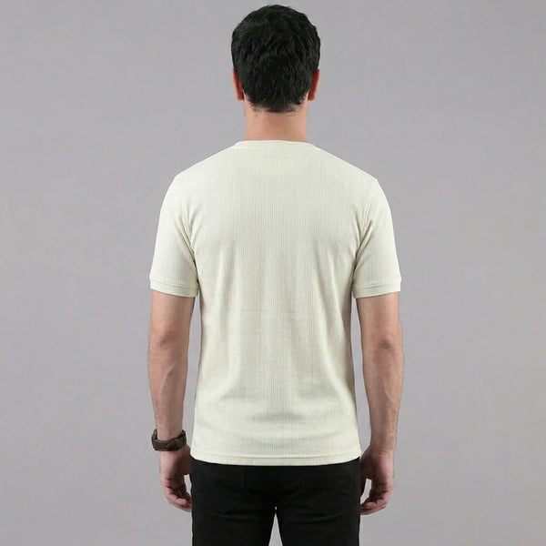 White Ribbed Crew Neck T shirt