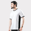 White Round Neck T-Shirt with Black Side Panel
