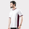 White Round Neck T-Shirt with Maroon Side Panel