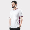 White Round Neck T-Shirt with Maroon Side Panel