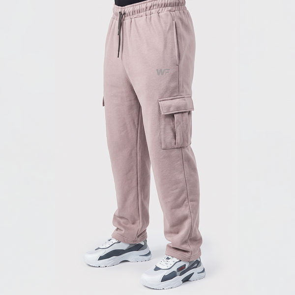 Tea Pink Cotton Interlock Cargo Trouser