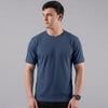 Navy Blue Ribbed Crew Neck T shirt