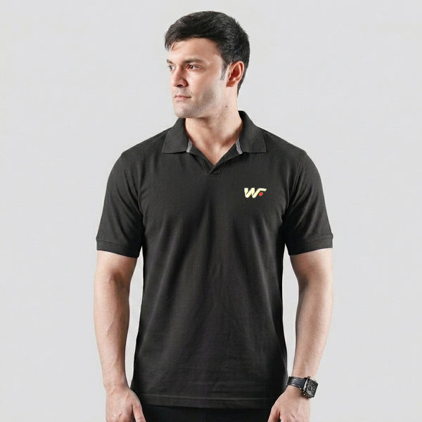 Black V-Neck Polo