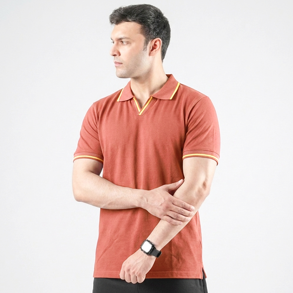 Orange V-Neck Polo