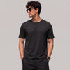 Black Plain Lycra Cotton Tshirt