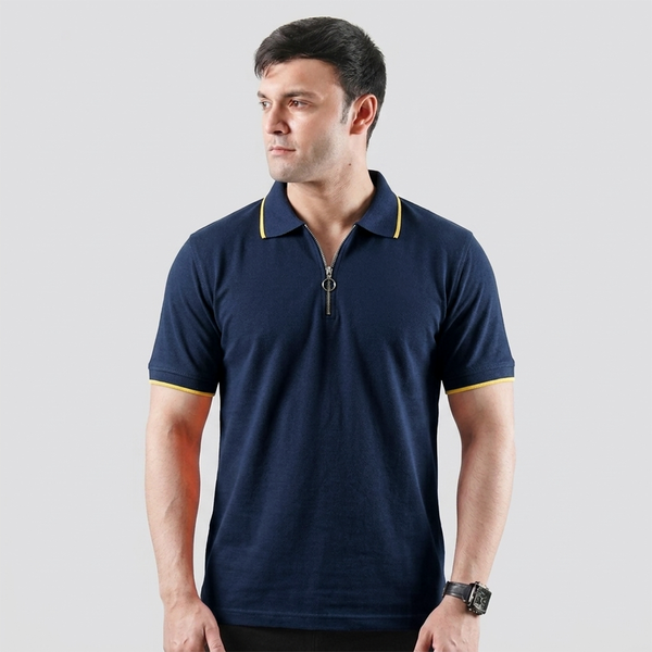 Navy Zip-up Polo