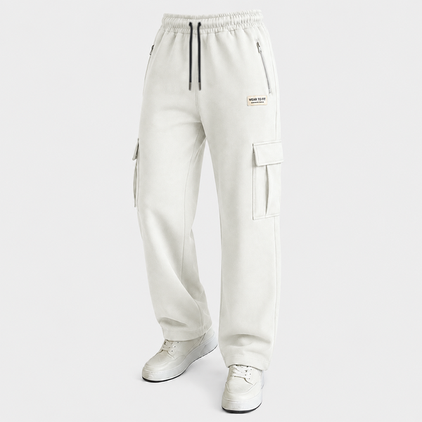 Pure Cotton Off White Cargo Trousers