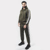 Olive Green Tracksuit With Three White Stripes