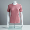 Pink Ribbed Crew Neck T shirt.