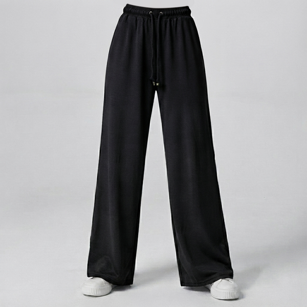 Premium Jet Black Loose Fit Cotton Interlock Trouser