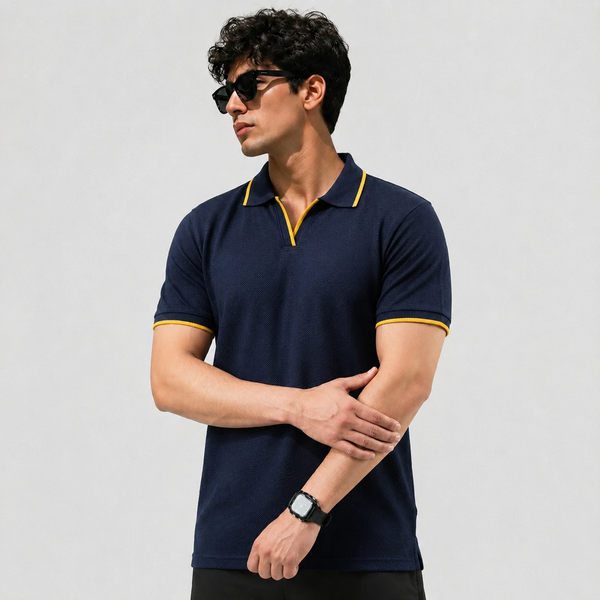 Dark Blue V-Neck Polo