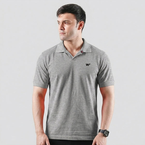 Grey V-Neck Polo