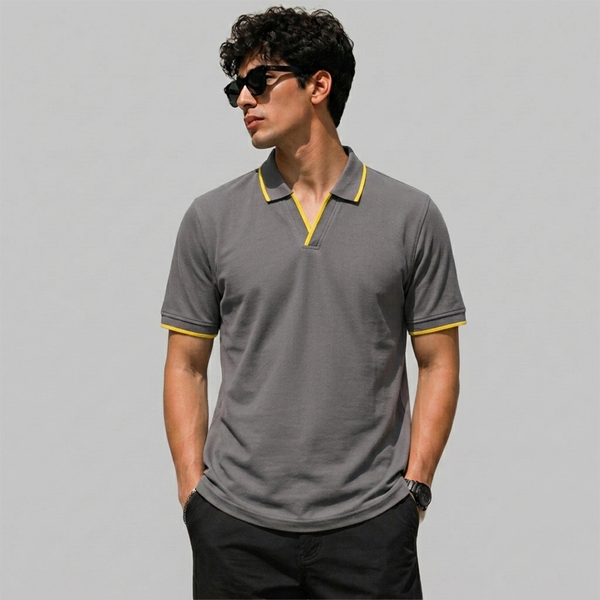 Slate Gray V-Neck Polo