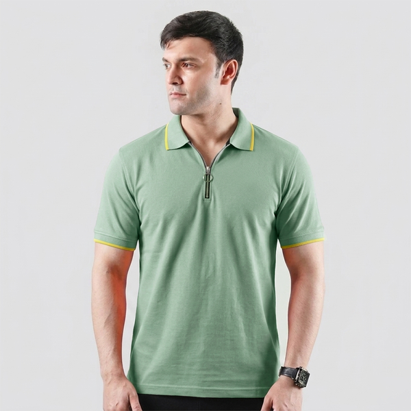 Sea Green Zip-up Polo