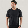 Black Plain Lycra Cotton Tshirt