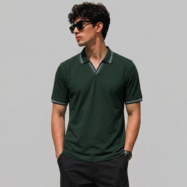 Forest Green V-Neck Polo