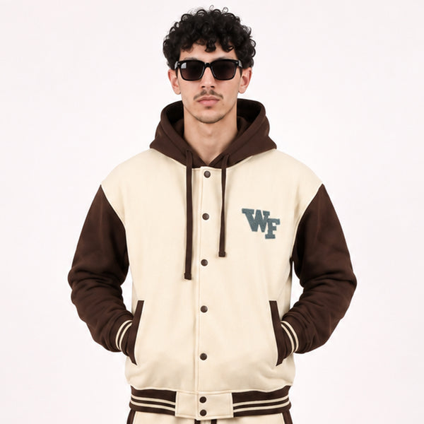 Creamy Mocha Varsity Snap Hoodie