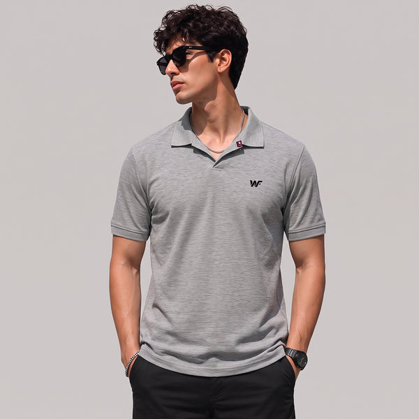 Grey V-Neck Polo