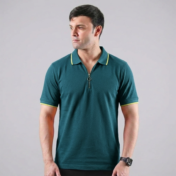 Dark Green Zip-up Polo