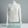 White Ribbed Crew Neck T Shirt
