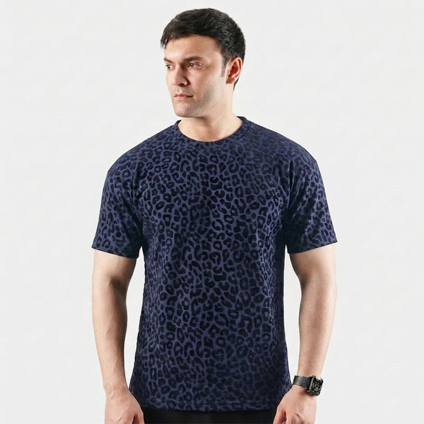 Blue Leopard Print T-shirt