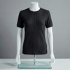 Black Ribbed Crew Neck T Shirt