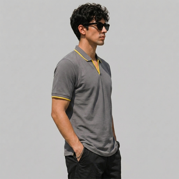 Slate Gray V-Neck Polo