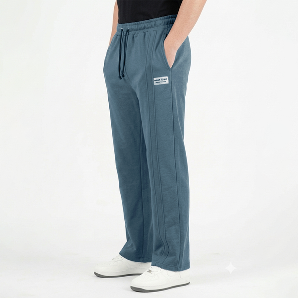 Dusty Blue Double Stitch loose fit Trousers