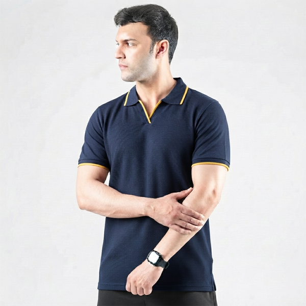 Dark Blue V-Neck Polo