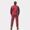Maroon and Black Tracksuit With Three White Stripes