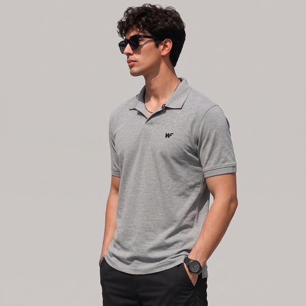 Grey V-Neck Polo
