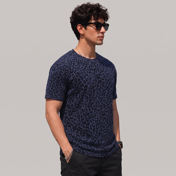 Blue Leopard Print T-shirt