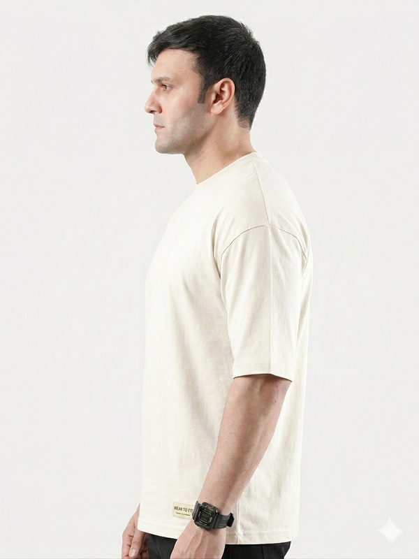 Off White Interlock Cotton Tshirt