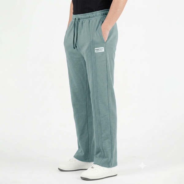 Teal Blue Double Stitch loose fit Trousers