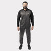 Charcoal and Black Tracksuit With Three White Stripes
