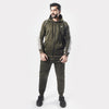 Olive Green Tracksuit With Three White Stripes