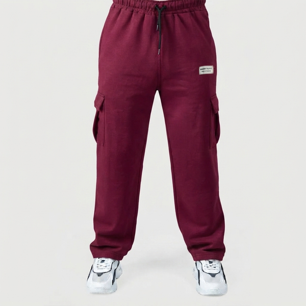Maroon Interlock Cargo Trouser