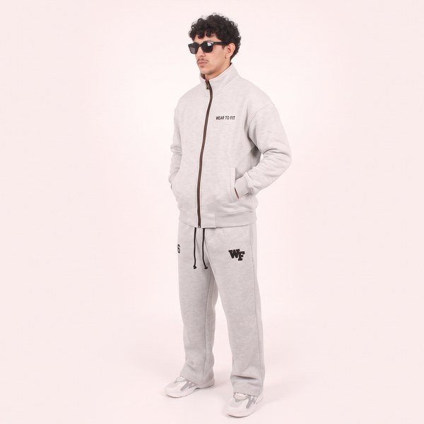Classic Mock Neck Tracksuit – Heather Grey