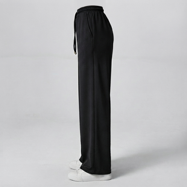 Premium Jet Black Loose Fit Cotton Interlock Trouser