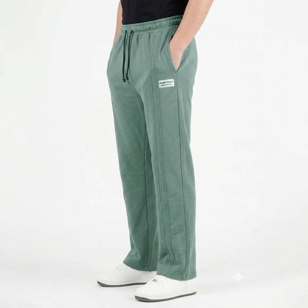 Sage Green Double Stitch loose fit Trousers