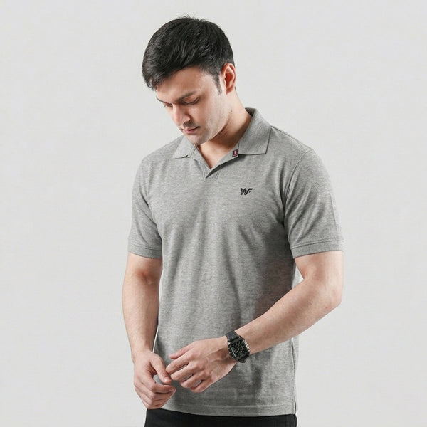 Grey V-Neck Polo