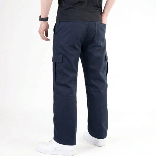 Premium Men's Cargo Jeans – Navy Blue
