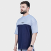 Sky-Blue and Navy Side Panel T Shirt