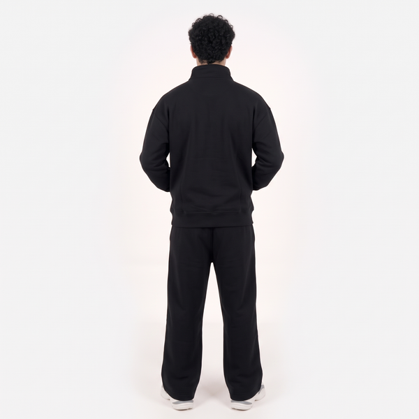 Classic Mock Neck Tracksuit – Black