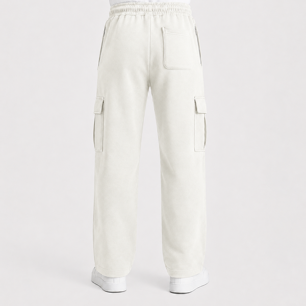 Pure Cotton Off White Cargo Trousers