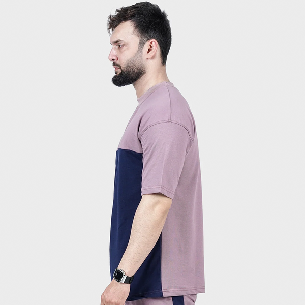 Lavender and Navy Side Panel T Shirt
