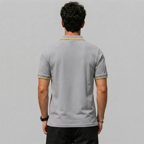Light Ash Gray V-Neck Polo