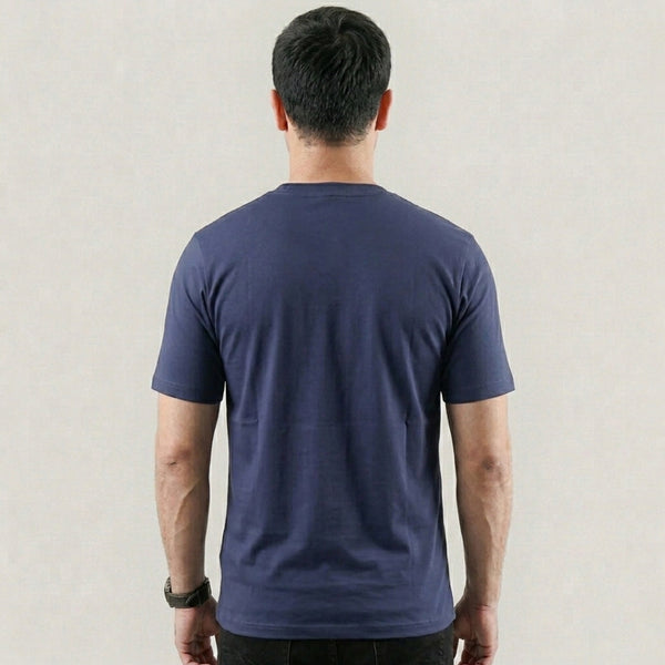 Navy Plain Lycra Cotton Tshirt