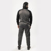 Charcoal and Black Tracksuit With Three White Stripes