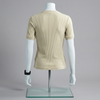 Beige Ribbed Crew Neck T Shirt